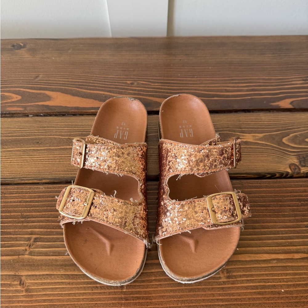 Gap Birkenstock Style Glitter Sandals in Gold